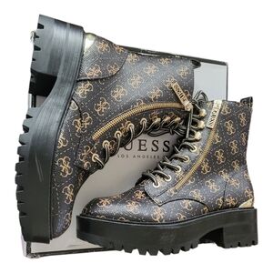 Guess fearne bootie Womens Size 7 New Monogram Preppy Combat Boot